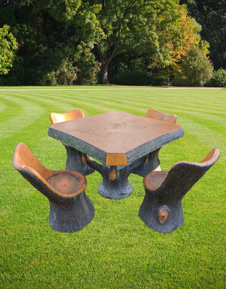 Set Tavolo Cemento Finto Legno