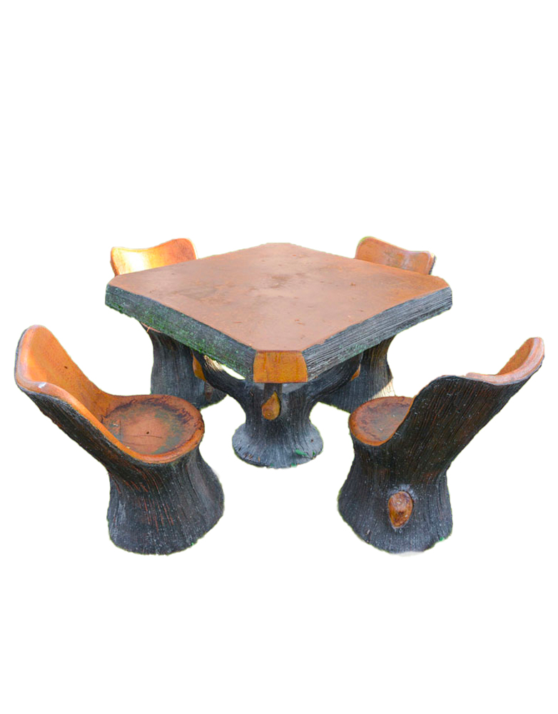 Set Tavolo Cemento Finto Legno